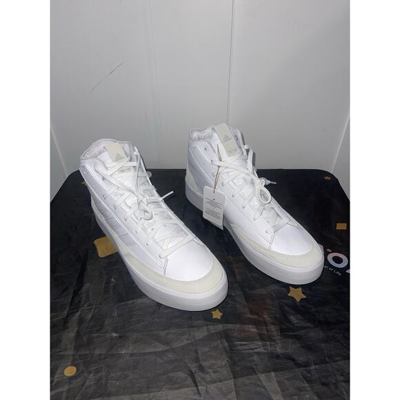 New Men’s Sz 12 Adidas ZNSORED Hi Premium Leather Cloud White Shoes IE9417 - Picture 3 of 7